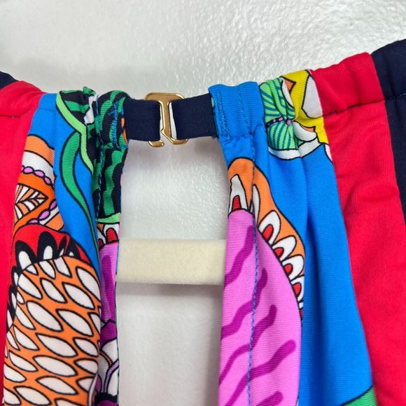 Trina Turk Tahiti Tropical Romper V-Neck Tie Waist Floral Cover-Up - Picture 8 of 8